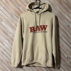 Raw Rolling Papers Tan Hoodie Red Logo Natural Hemp Authentic